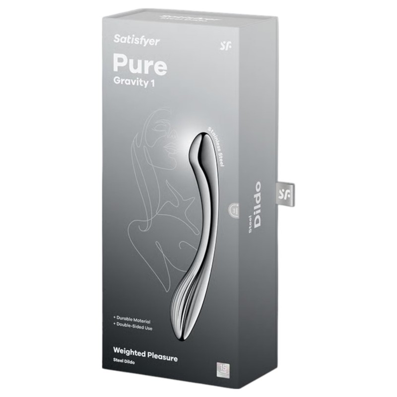 Satisfyer Pure Gravity 1 - bordázott acéldildó (ezüst) 120092 termék bemutató kép