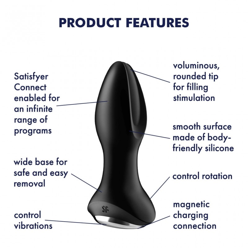 Satisfyer Rotator Plug 2 - gyöngyös anál vibrátor (fekete) 55522 termék bemutató kép