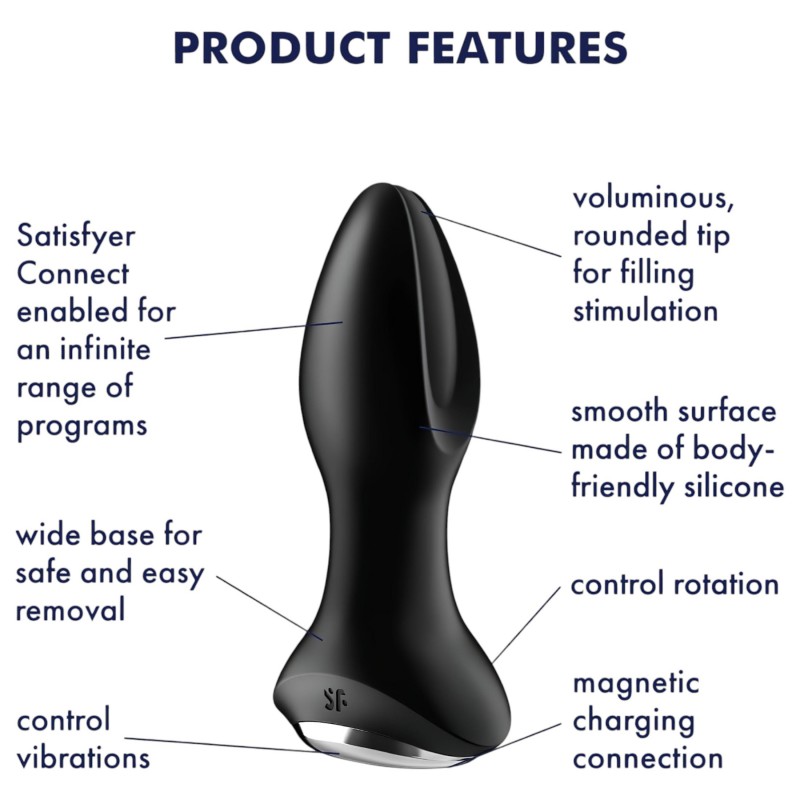 Satisfyer Rotator Plug 2 - gyöngyös anál vibrátor (fekete) 113026 termék bemutató kép
