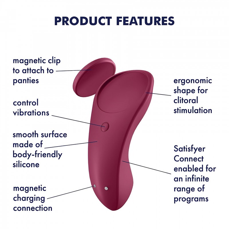 Satisfyer Sexy Secret - okos vízálló bugyi vibrátor (piros) 114925 termék bemutató kép