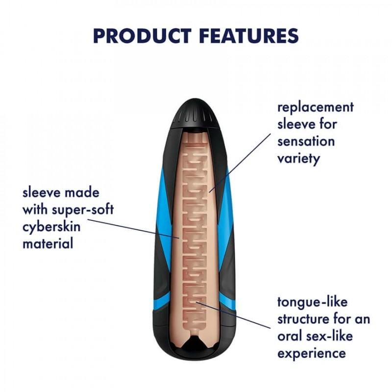 Satisfyer Sleeve Lusty Tongues - maszturbátor betét férfiaknak 51083 termék bemutató kép