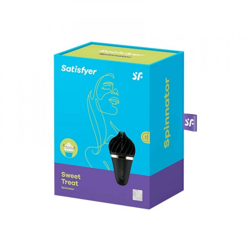 Satisfyer Sweet Treat - akkus, forgó csikló vibrátor (fekete) 51097 termék bemutató kép