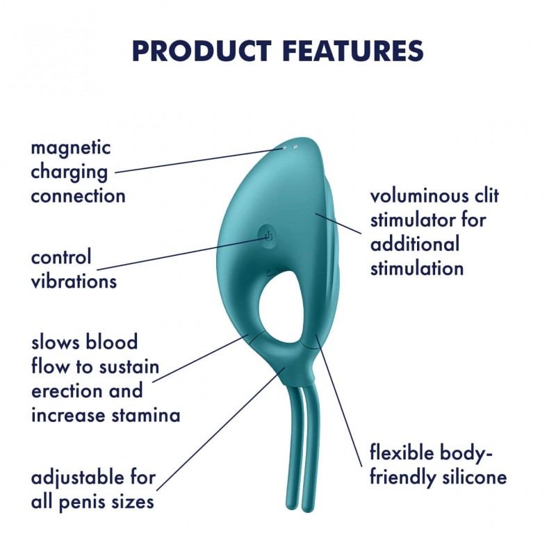 Satisfyer Swordsman - akkus, vibrációs péniszgyűrű (zöld) 55156 termék bemutató kép