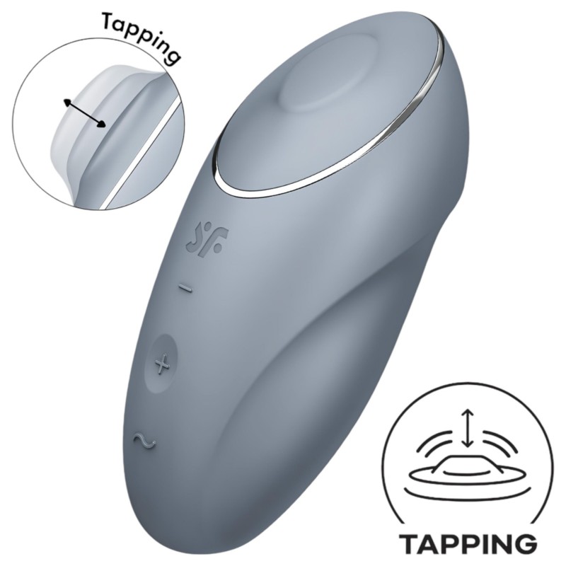 Satisfyer Tap & Climax 1 - 2in1 csikló vibrátor (szürke) 117095 termék bemutató kép