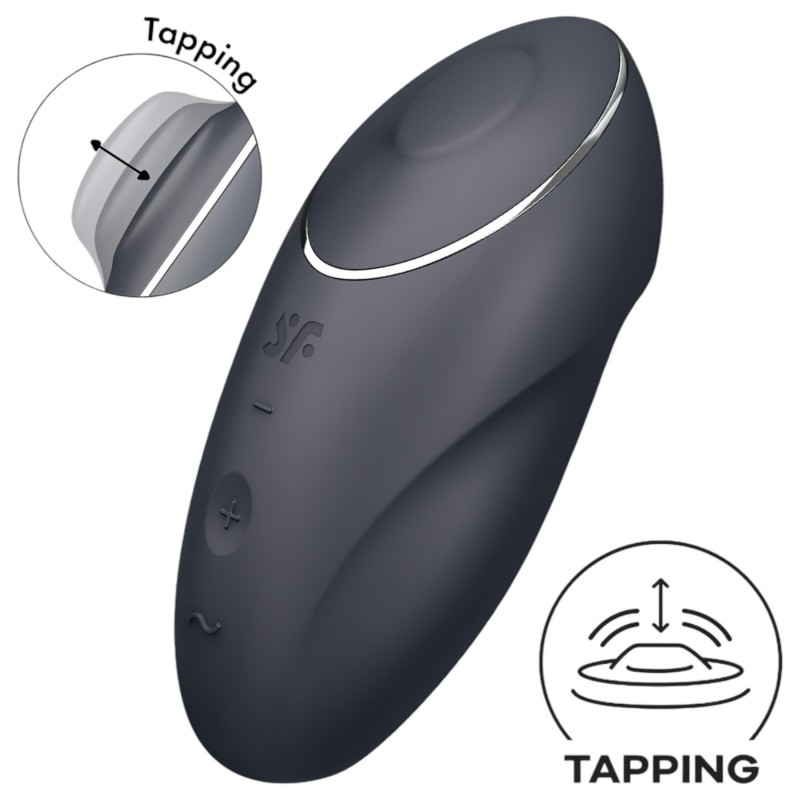 Satisfyer Tap & Climax 1 - 2in1 csiklóizgató és vibrátor (fekete) 156697 termék bemutató kép