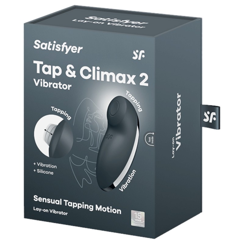 Satisfyer Tap & Climax 2 - 2in1 csikló vibrátor, csiklóizgató (szürke) 165480 termék bemutató kép