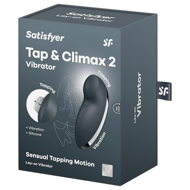 Satisfyer Tap & Climax 2 - 2in1 csikló vibrátor (szürke) 104411 termék bemutató kép
