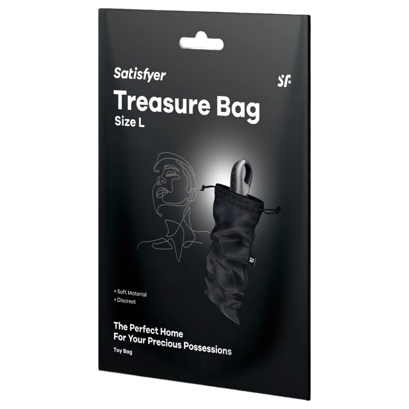 Satisfyer Treasure Bag L - diszkrét szexjáték tároló táska - közepes (fekete) 156706 termék bemutató kép