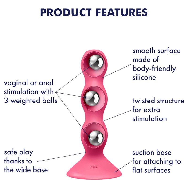 Satisfyer Triple Ball-R - gyöngyös análvibrátor (pink) 125762 termék bemutató kép