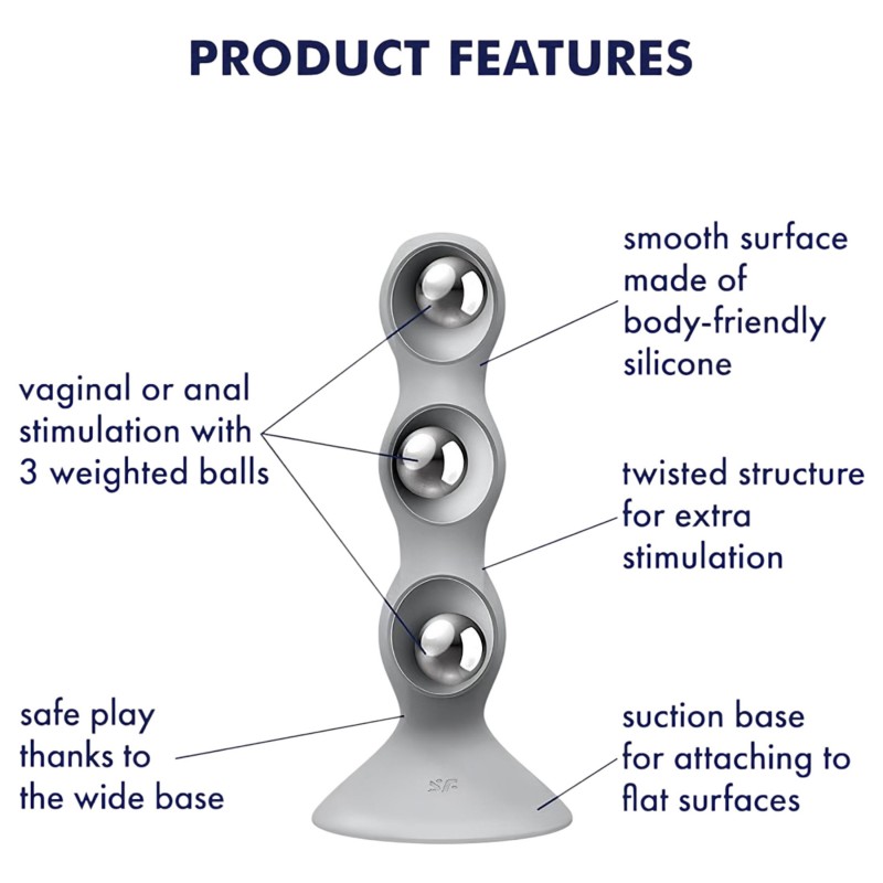 Satisfyer Triple Ball-R - gyöngyös dildó (szürke) 127479 termék bemutató kép