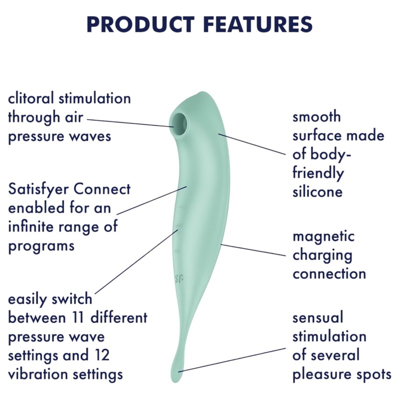 Satisfyer Twirling Pro - app-vezérelt csiklóvibrátor, csiklóizgató (menta) 165550 termék bemutató kép