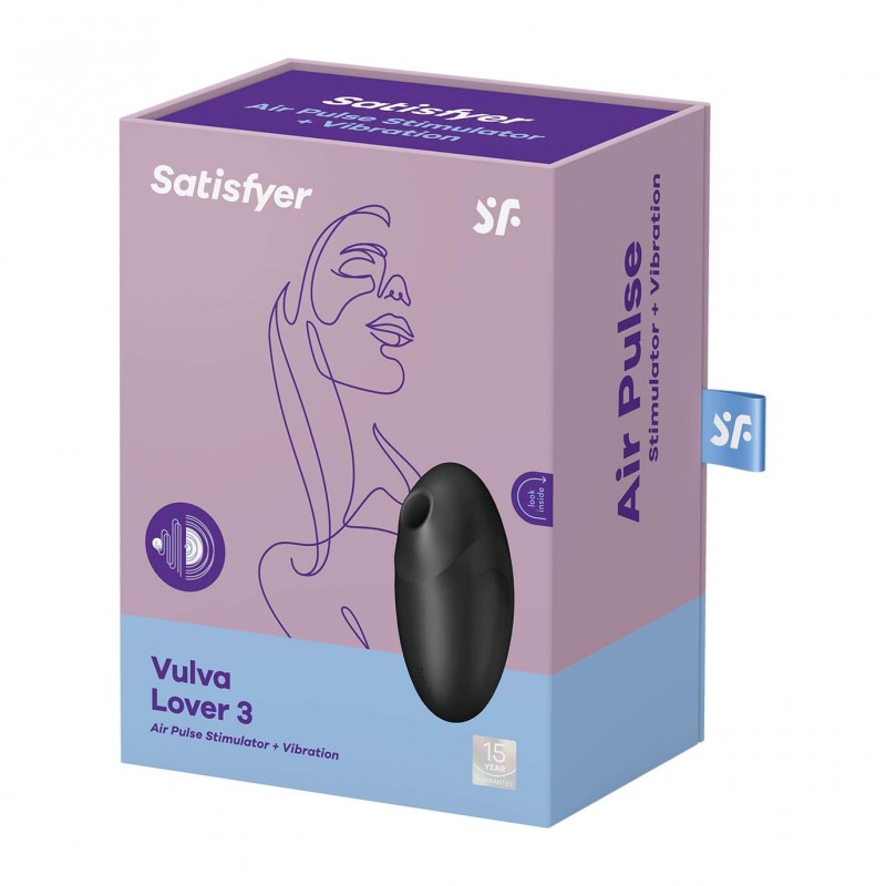 Satisfyer Vulva Lover 3 - akkus, léghullámos csiklóizgató (fekete) 80397 termék bemutató kép