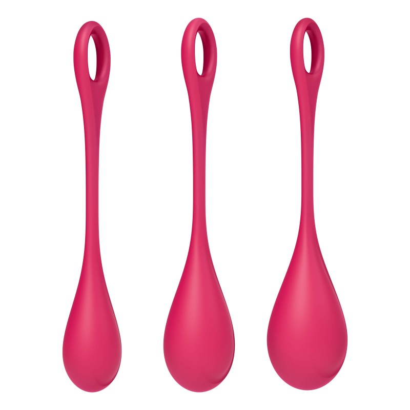 Satisfyer Yoni Power 1 - gésagolyó szett - piros (3 részes) 48677 termék bemutató kép
