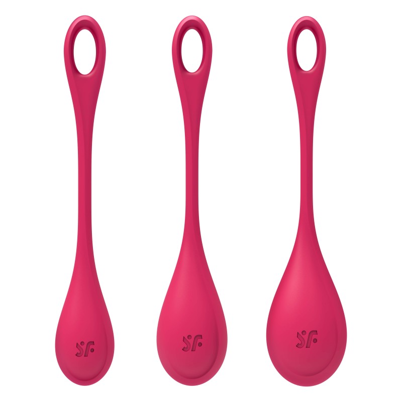 Satisfyer Yoni Power 1 - gésagolyó szett - piros (3 részes) 48678 termék bemutató kép