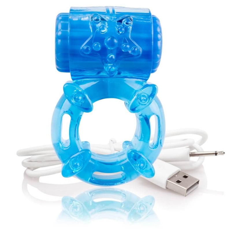 Screaming O BigO - akkus, csillagos, vibrációs péniszgyűrű (kék) 53225 termék bemutató kép