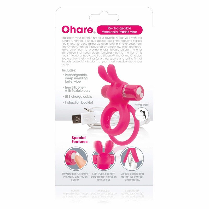 Screaming O Ohare - akkus, nyuszis, vibrációs péniszgyűrű (pink) 53222 termék bemutató kép