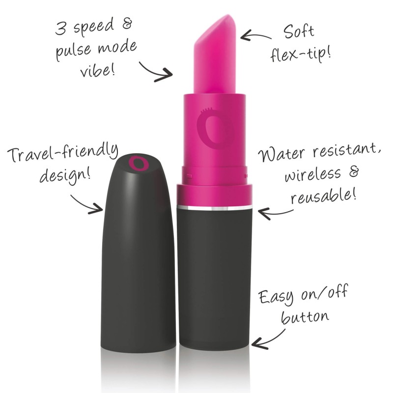 Screaming Lipstick - rúzs vibrátor (fekete-pink) 26296 termék bemutató kép