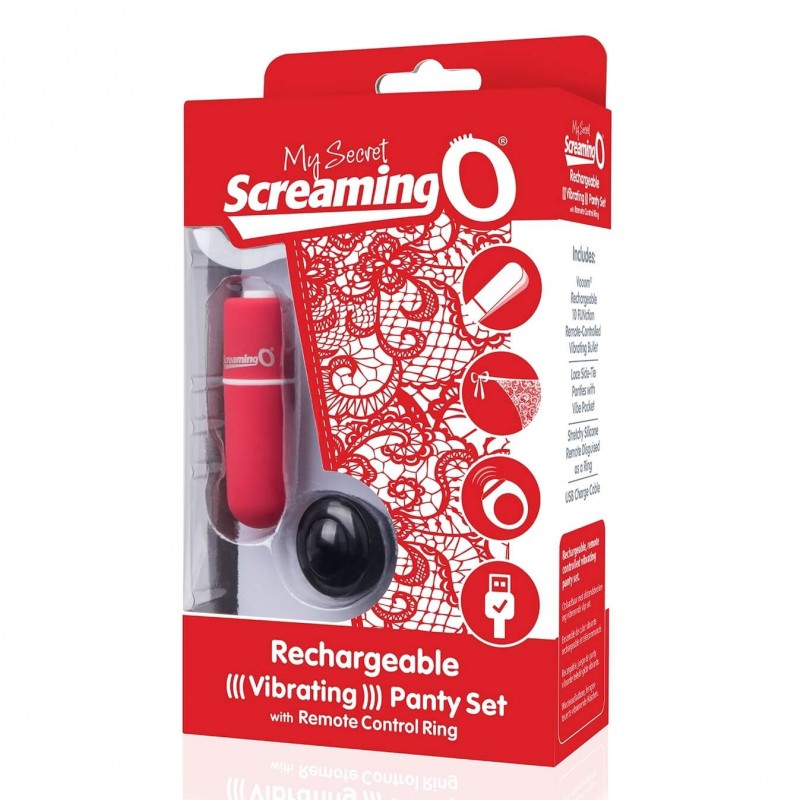 Screaming O Panty Set - akkus, rádiós vibrációs tanga - piros (S-L) 80333 termék bemutató kép