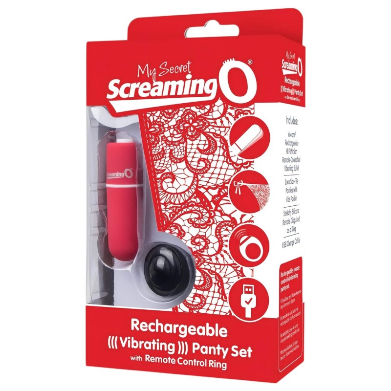 Screaming O Panty Set - vibrációs tanga - piros (S-L) 100672 termék bemutató kép