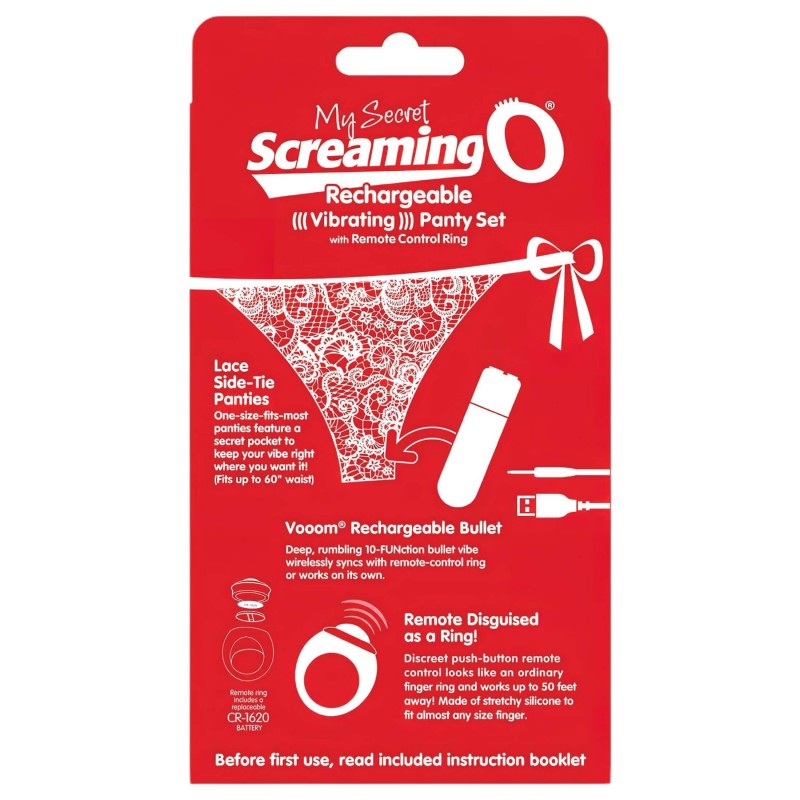 Screaming O Panty Set - vibrációs tanga - piros (S-L) 100673 termék bemutató kép