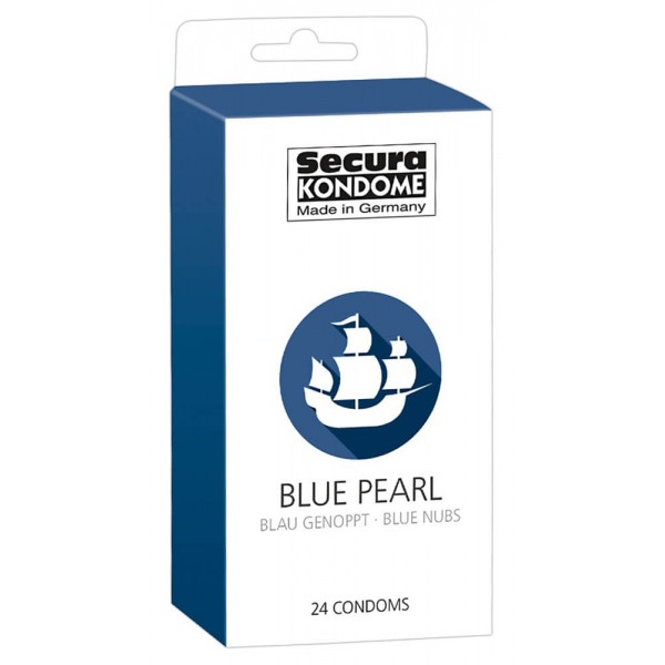 Secura Blue Pearl - gyöngyös kék óvszerek (24db)