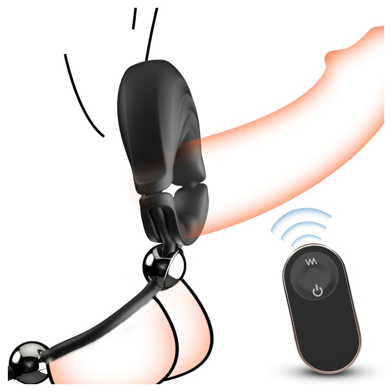 Sex HD - állítható vibrációs péniszgyűrű távirányítóval (fekete) 128253 termék bemutató kép
