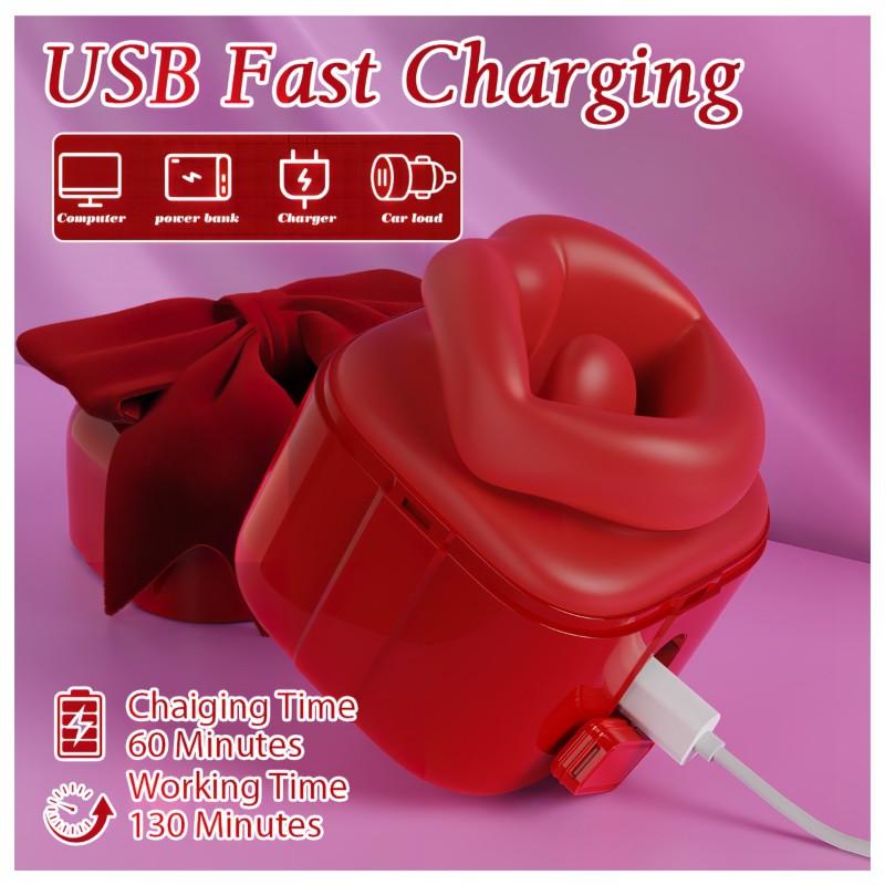 SEX HD Lovely Kiss - nyaló-szívó vibrátor (piros) 124866 termék bemutató kép