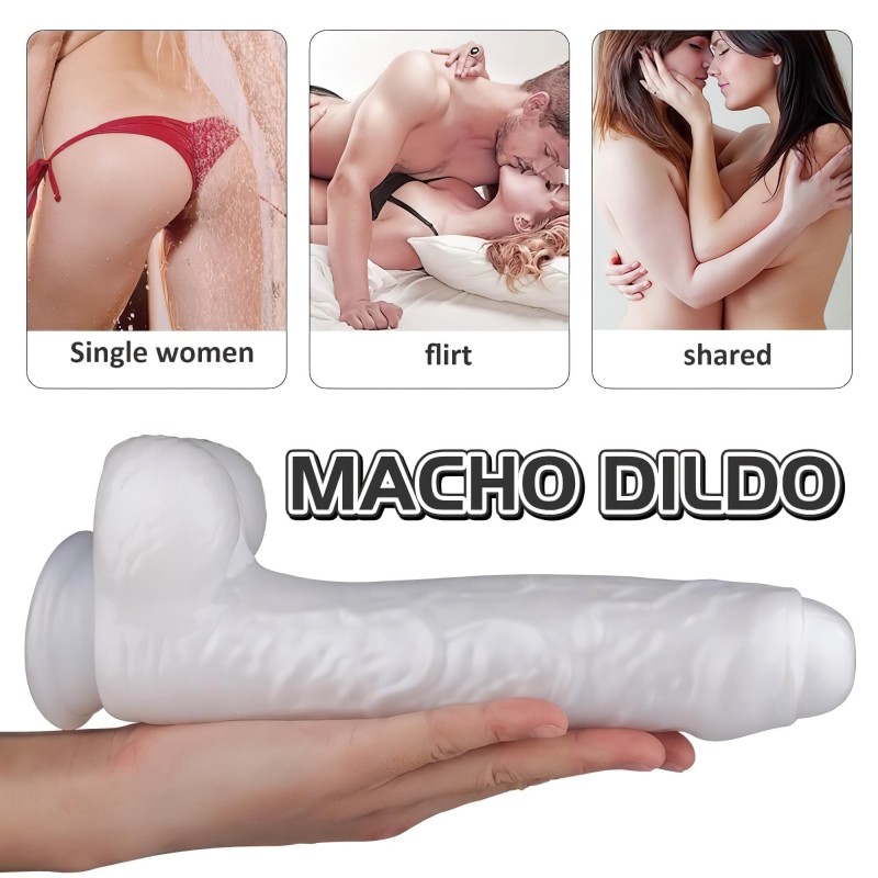 Sex HD Martin - tapadókorongos, herés élethű dildó (fehér) 105261 termék bemutató kép