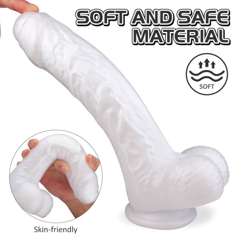 Sex HD Martin - tapadókorongos, herés élethű dildó (fehér) 84815 termék bemutató kép