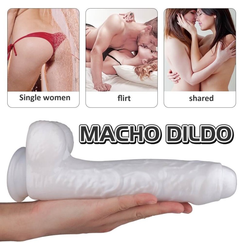 Sex HD Martin - tapadókorongos, herés élethű dildó (fehér) 84818 termék bemutató kép