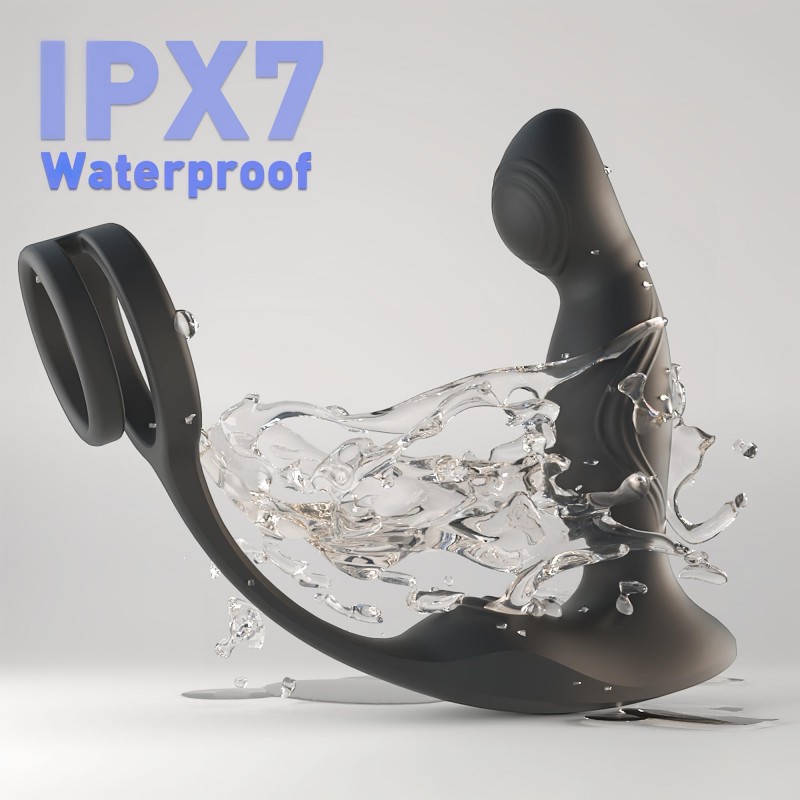 Sex HD Virgil - pénisz-és heregyűrűs prosztata vibrátor (fekete) 104824 termék bemutató kép