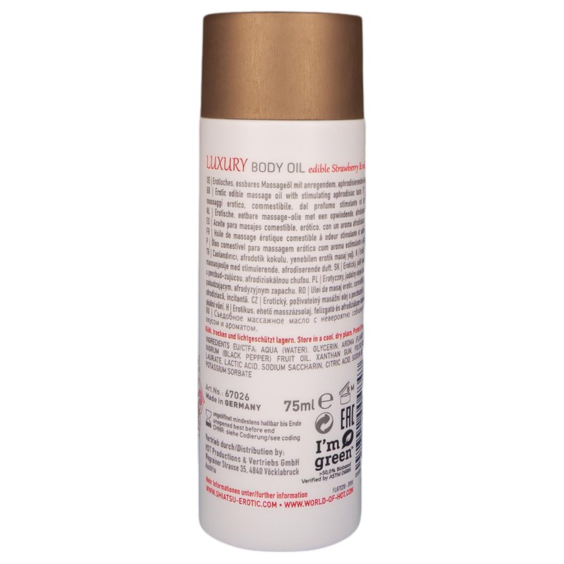 HOT - Shiatsu Luxury - ehető masszázsolaj - eper-vörösbors (75 ml) 133814 termék bemutató kép