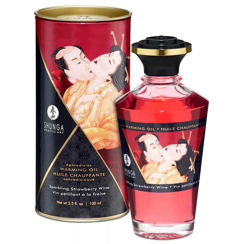 Shunga - melegítő masszázsolaj - pezsgő-eper (100 ml) 132539 termék bemutató kép