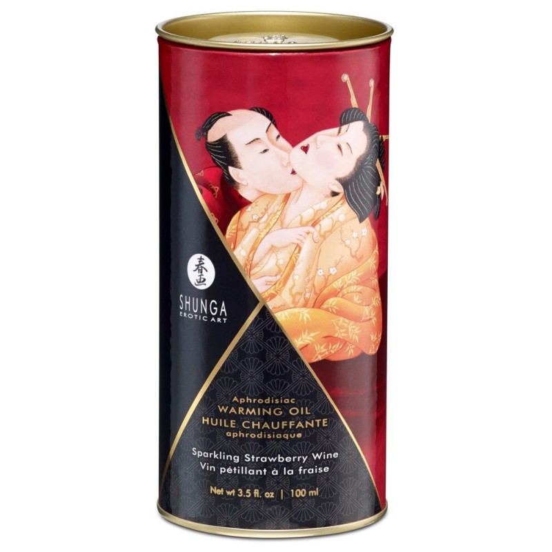 Shunga - melegítő masszázsolaj - pezsgő-eper (100ml) 88916 termék bemutató kép