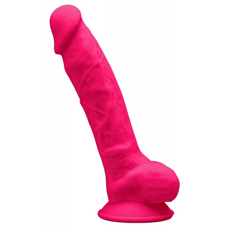 Silexd 7 - tapadókorongos, herés dildó - 17,5 cm (pink) 38543 termék bemutató kép
