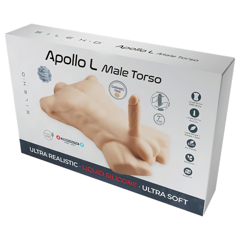 Silexd Apollo - férfi torzó dildóval (sötét testszínű) 166125 termék bemutató kép