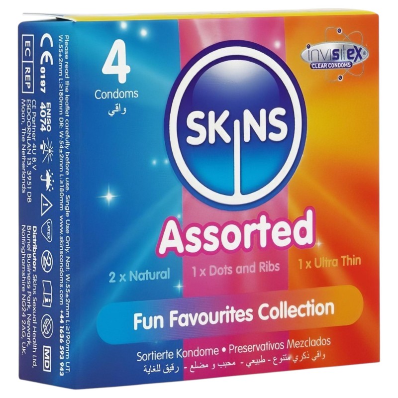 Skins - vegyes óvszer - pontozott, natural, extra vékony (4 db) 148065 termék bemutató kép