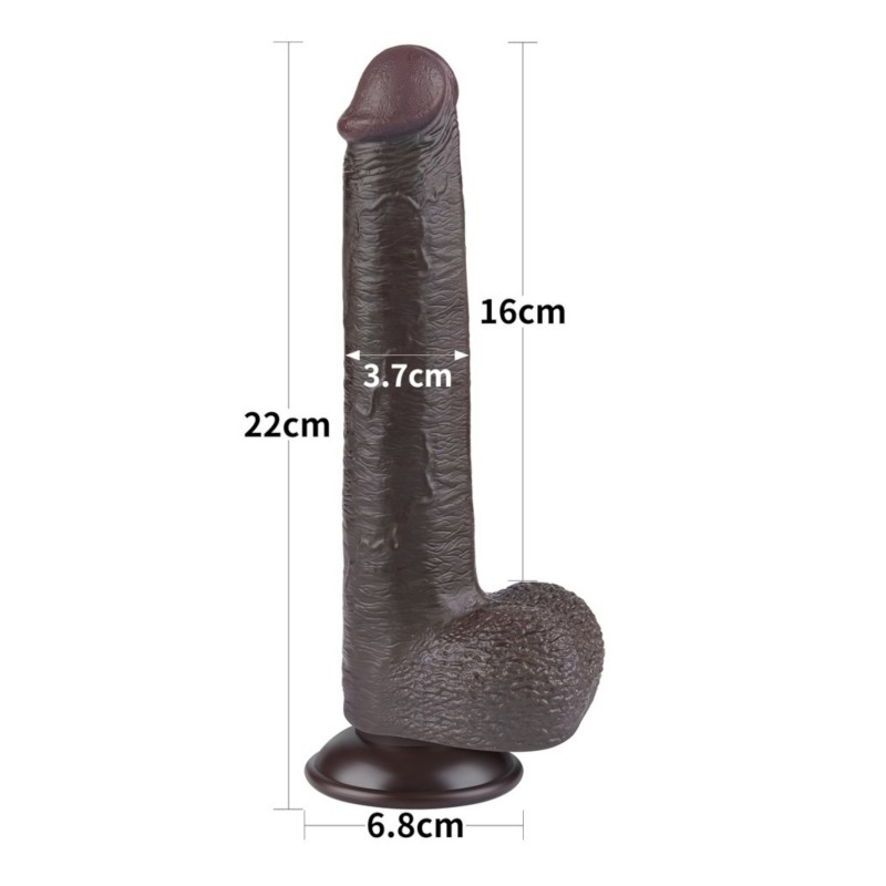 Sliding-Skin - tapadókorongos kétrétegű dildó - 20,8 cm (barna) 137082 termék bemutató kép