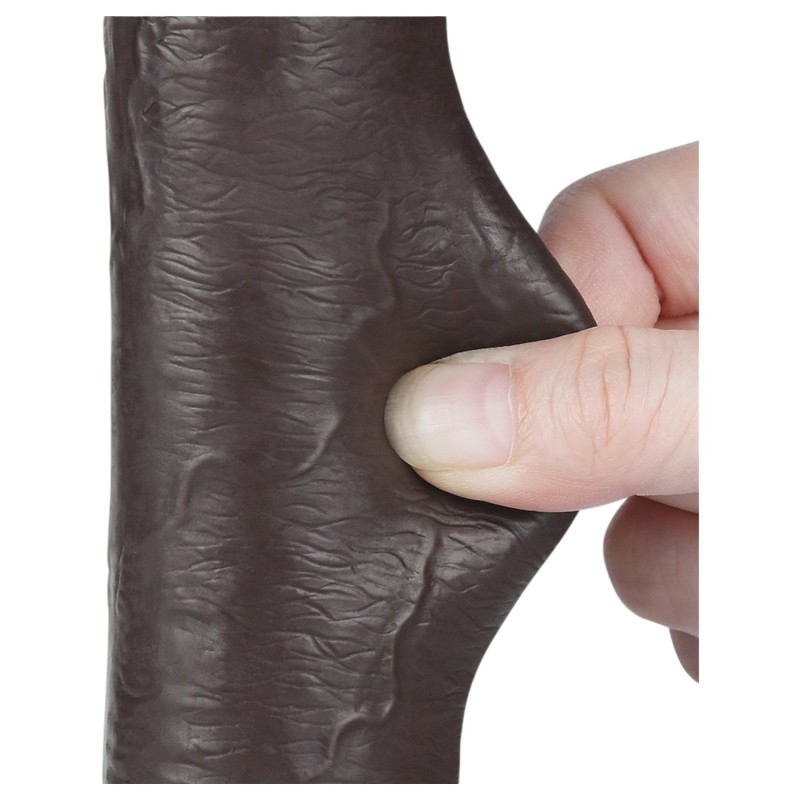 Sliding-Skin - tapadókorongos kétrétegű dildó - 20,8 cm (barna) 137085 termék bemutató kép