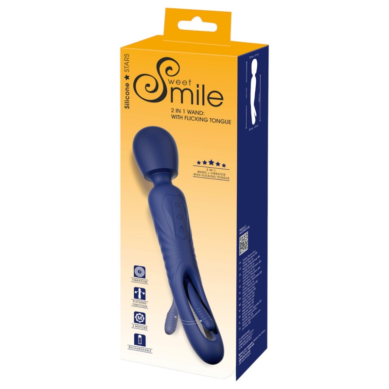 Smile - 2in1 nyelves wand masszírozó vibrátor (kék) 163424 termék bemutató kép