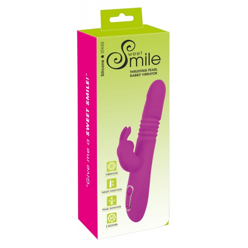 SMILE Rabbit - akkus, csiklókaros lökő-forgó vibrátor (pink) 66770 termék bemutató kép