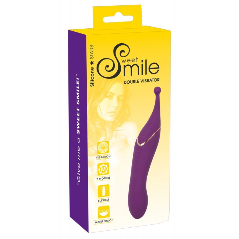 SMILE Double - akkus, 2in1 csiklóvibrátor (lila) 67117 termék bemutató kép