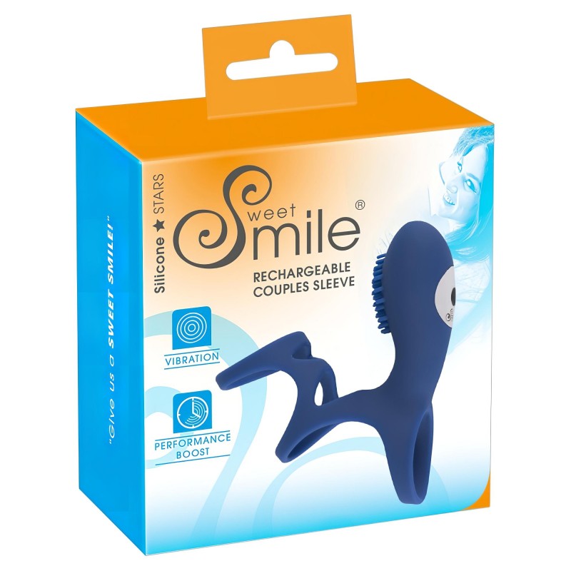 SMILE Couple - akkus, vibrációs péniszmandzsetta, péniszköpeny (kék) 158064 termék bemutató kép