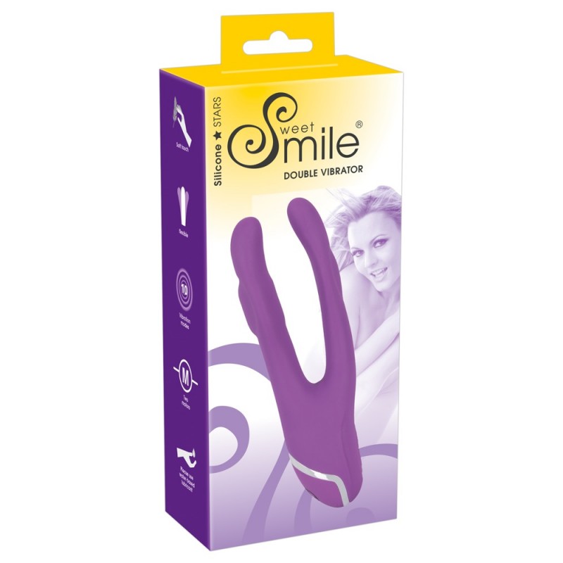 SMILE Double - kétágú szilikon vibrátor (lila) 72793 termék bemutató kép