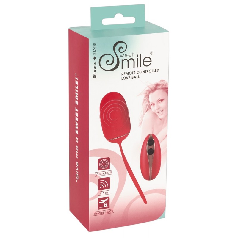 SMILE Love Ball - akkus, rádiós vibrációs tojás (piros) 73015 termék bemutató kép
