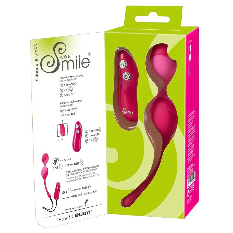 SMILE Love Balls - hordható rádiós vibrotojás - 82 g (pink) 160674 termék bemutató kép