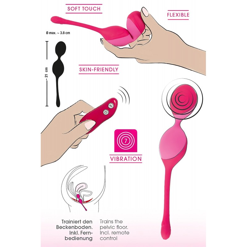 SMILE Love Balls - hordható rádiós vibrotojás - 82 g (pink) 160680 termék bemutató kép