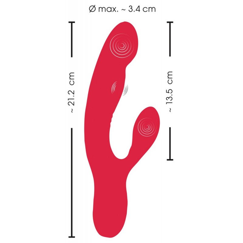 Smile Thumping Rabbit - akkus 3 motoros vibrátor (piros) 95132 termék bemutató kép
