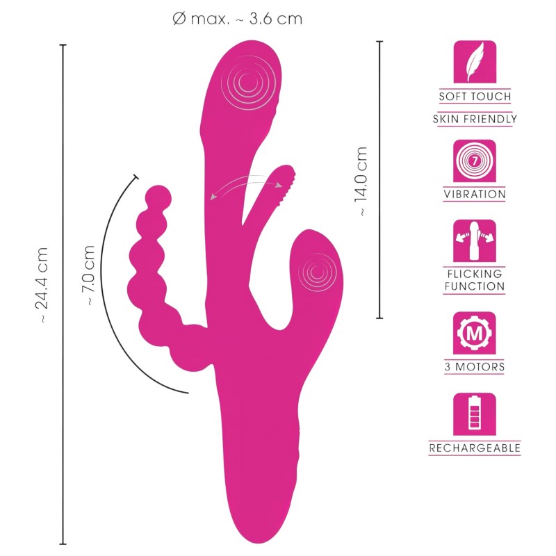 SMILE - tripla karos, nyelves vibrátor (pink) 119038 termék bemutató kép