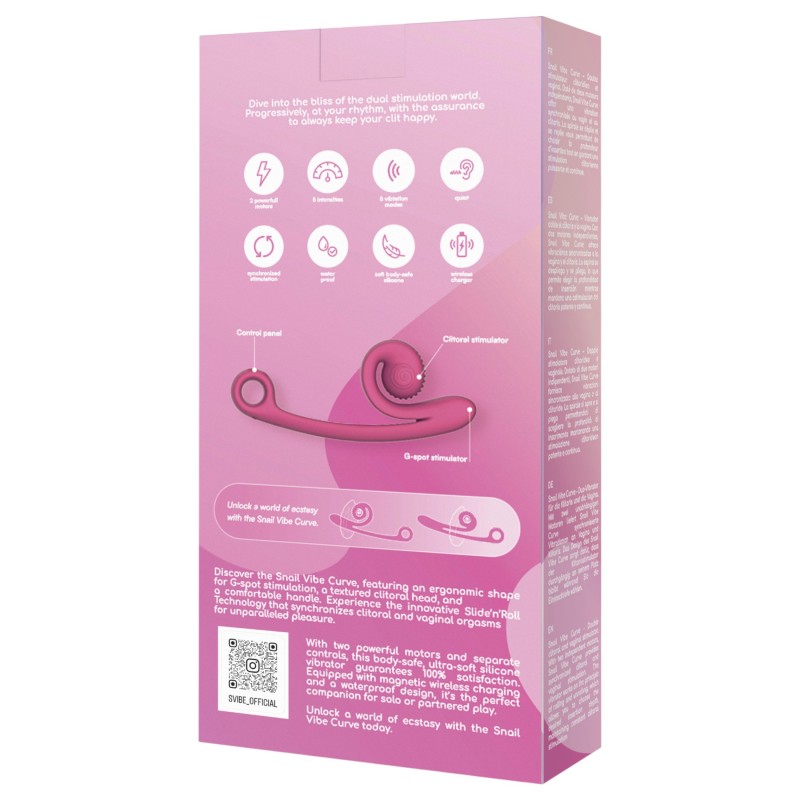 Snail Vibe Curve - 2in1 csikló vibrátor, csiklóizgató (pink) 163412 termék bemutató kép